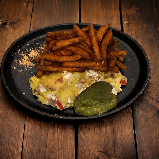 Shrimp & Avocado Omelette.