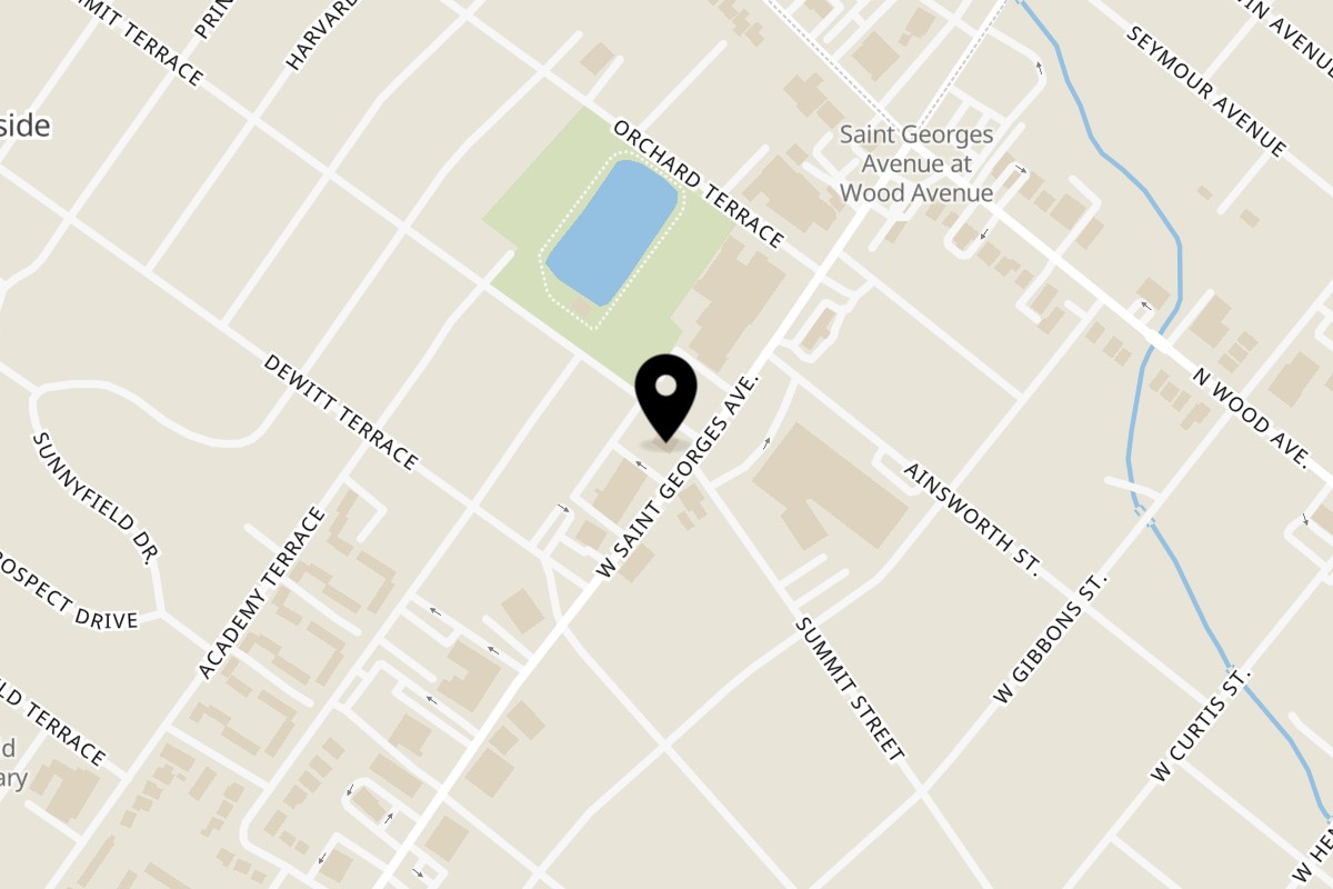 Map showing the location of Kitchen 27 on 200 W St Georges Ave in Linden